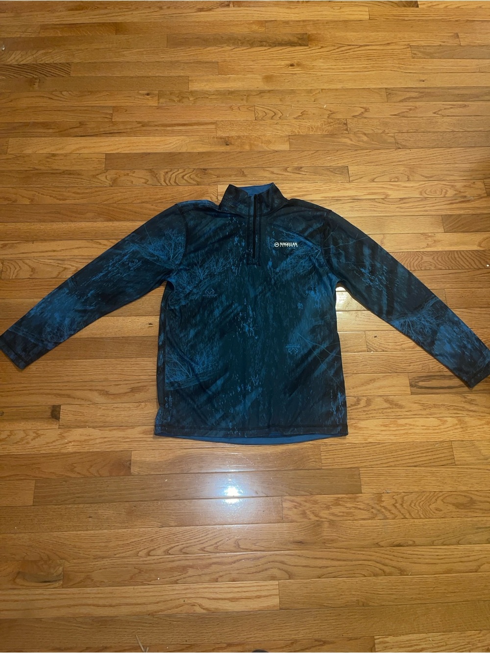 Magellan Outdoors Blue& Black Quarter-Zip Performance Pullover Real Tree Fishing